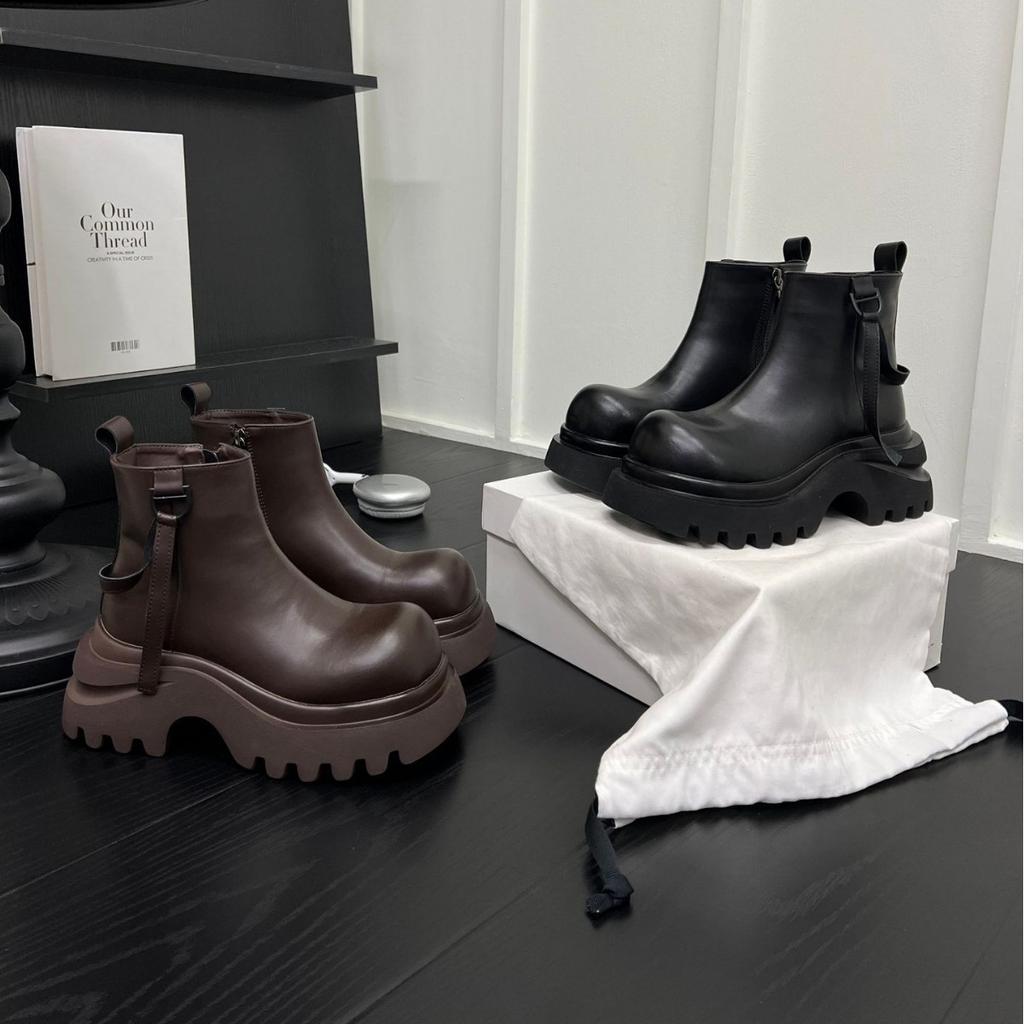 Sheepskin Version~ Thick-soled Heightening Martin Boots Women's 2025 Autumn New Short Tube Thin Small Locomotive Boots Single Boots