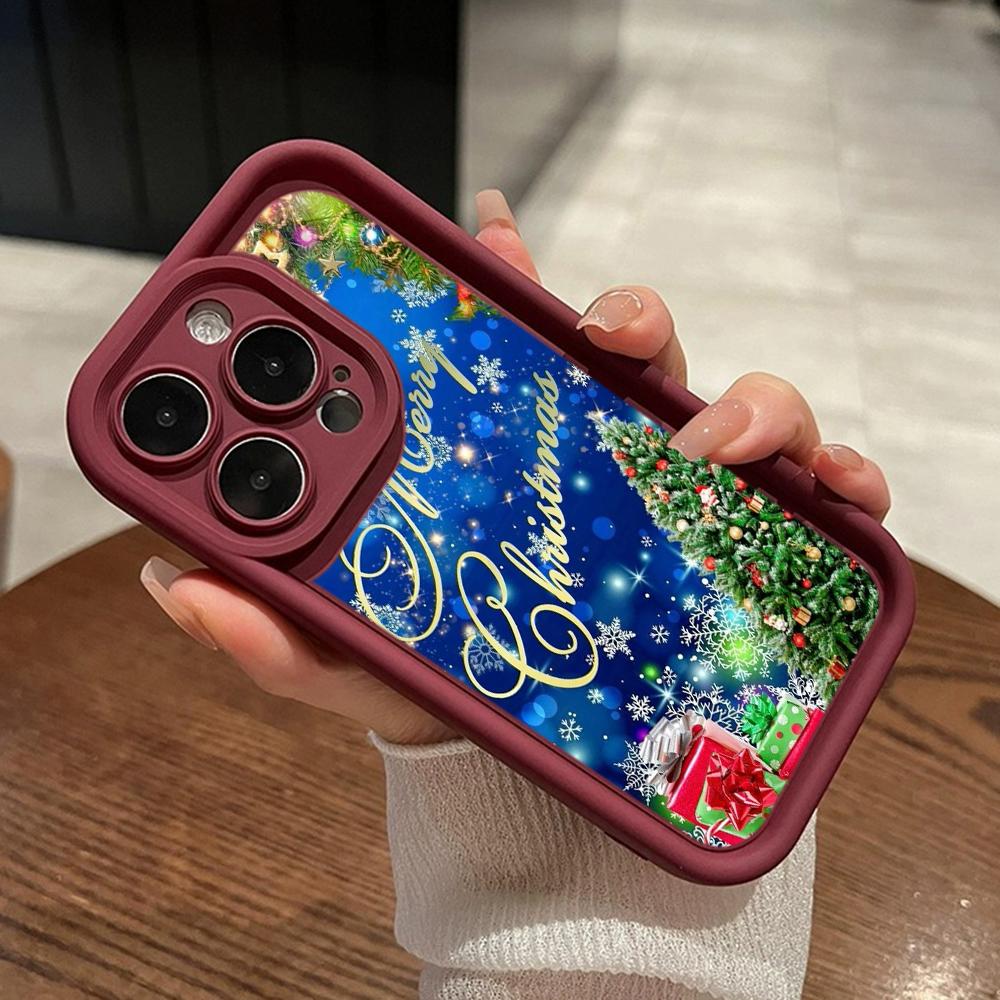 Ae109 Happy New Year Merry Christmas art Phone Cases for iPhone 16 14 13 11 Pro Max 15 7 8 6s Plus 12 mini XR XS Max Angel Eye Ladder Protective Cover