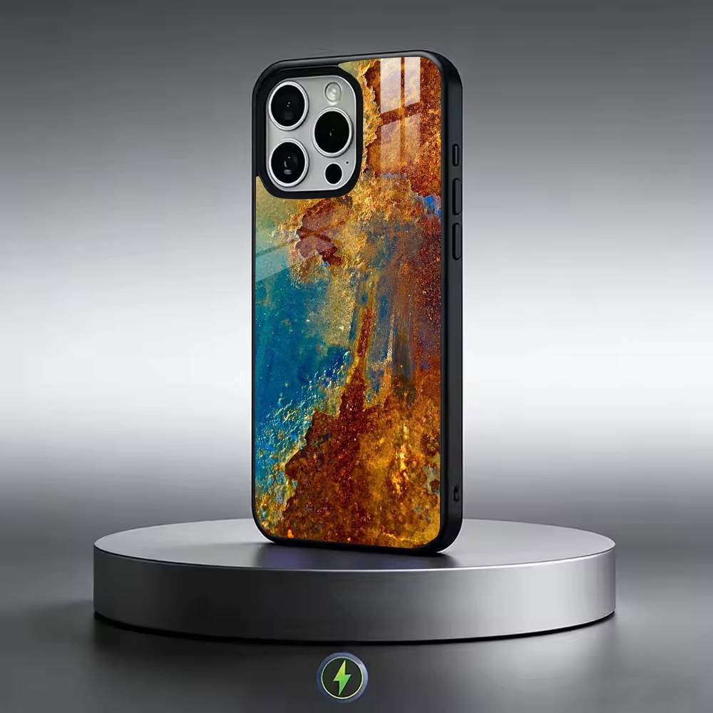 Retro Rost D-Design Handyhülle für iPhone 17, 16, 15, 14, 13, 12, 11 Plus, Pro Magnetisch mit Magsafe Kabelloses Laden