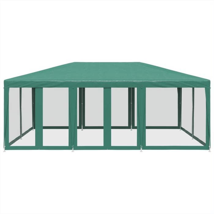 VidaXL Tente de fête avec 10 parois latérales en maille vert 6x4m PEHD, tente, tente à baldaquin, auvent de gazebo, tente de 4010068