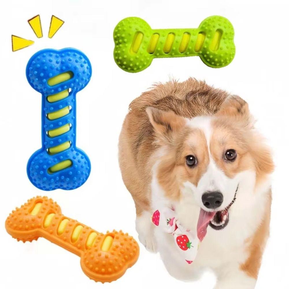 Bone Shape Dog Chew Toy Sounding Dog Toothbrush Toy Teeth Cleaning Toy  Teeth Cleaning