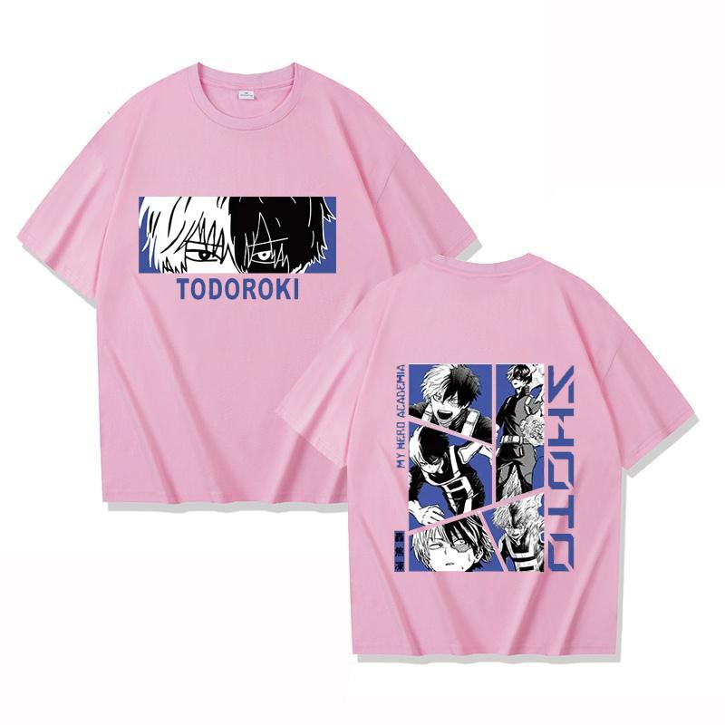 Hot Anime Todoroki Shoto Print T-Shirt Women Men Loose Short Sleeve Round Neck Top Fashion Y2k Casual Summer Shirt Tees