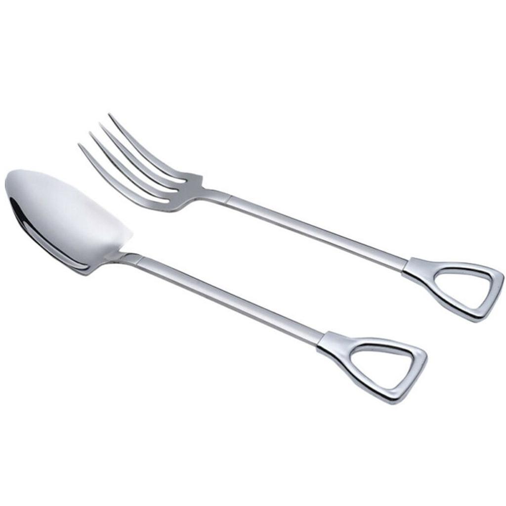 Stainless Steel Fork Spoon Set Long Handle Kitchen Cutlery Set For Dinner Travel