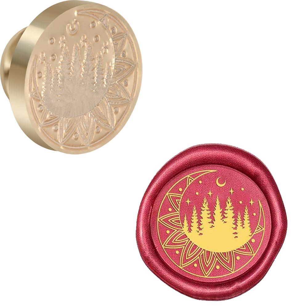 Witch Moon Theme Wax Seal Stamp Replaceable Sealing Wax Stamp 25mm Brass Head for Halloween Invitations Envelope Cards Decoratio