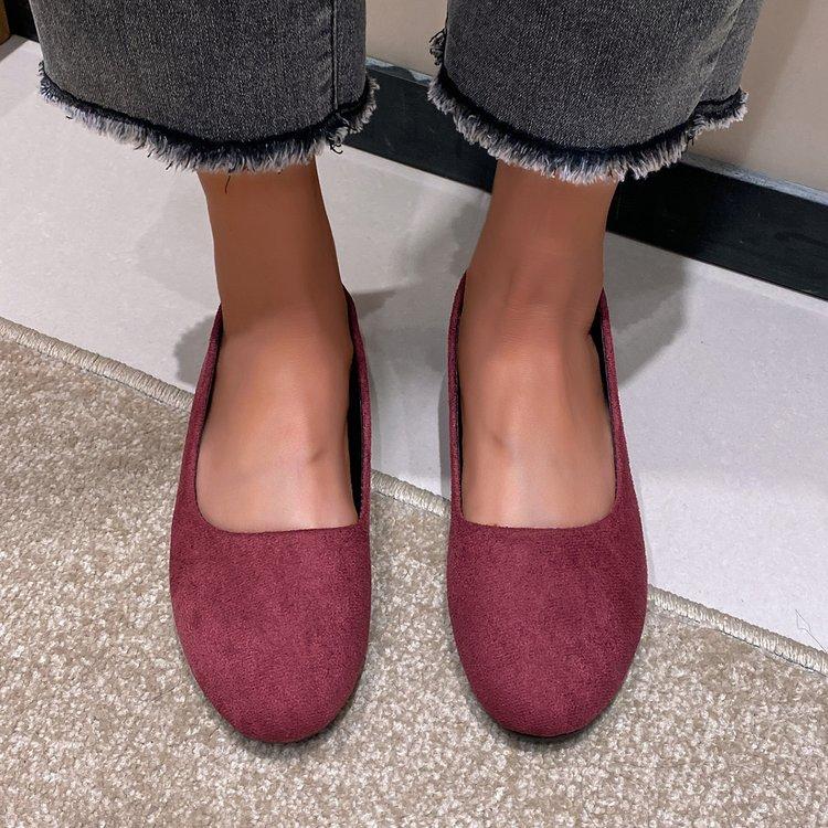Большие размеры женские туфли на плоской подошве весна 2025 новые удобные женские туфли из замши с одной педалью в наличии 35 красный 3514₽