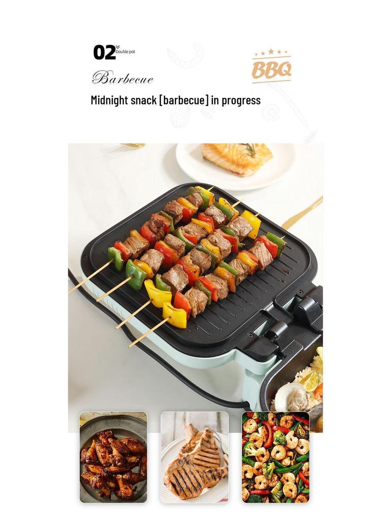 Multifunktionaler elektrischer Shabu-Shabu & Grill Crepe Maker: Doppelseitige Heizung, Großes Fassungsvermögen, Hochwertige Brat- und Grillpfanne.