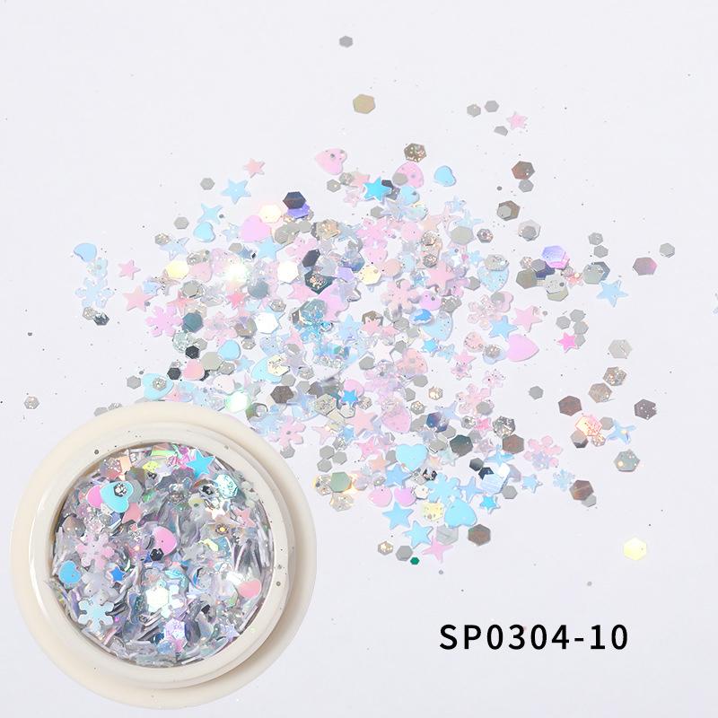 Christmas Gift Hollow Out Gold Nail Glitter Sequins Snow Flakes Mixed Design Decorations For Nails Art Pillette Nail Accessories