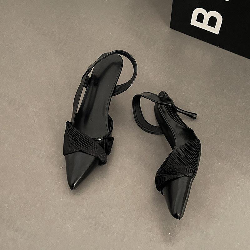 

Мода Мода Остроносые Туфли-лодочки на Тонком Каблуке для Женщин 2025 Лето Элегантная Мода Универсальные Сандалии с Мелким Вырезом Удобные Туфли 35 чёрный