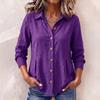 Women's Casual Cotton Linen Long Sleeve Button Down Shirt Color Loose Fit for Daily Wear