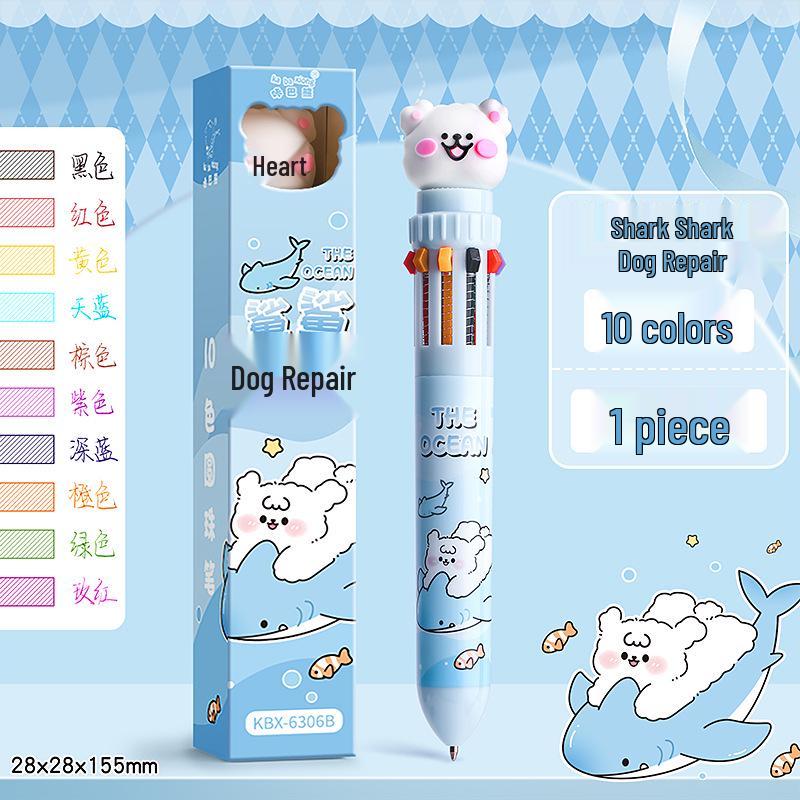 12-Color Push-Type Cartoon Ballpoint Pen: Cute, Multifunctional Medium Oil Pen
