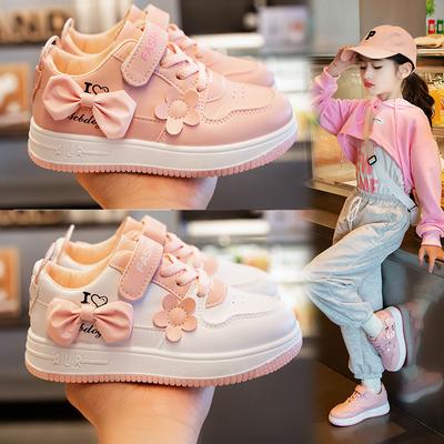 Mode Mädchen Board Schuhe 2024 Herbst Neue Sportschuhe Kinder Atmungsaktive Kleine Weiße Schuhe Mittelgroße und Große Kinder Cusual Flats