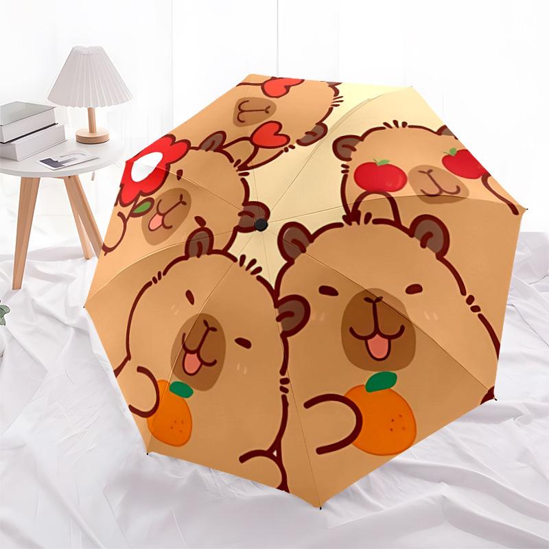 1pc Capybara Automatic Folding Umbrella, Sturdy And Durable Automatic Folding Umbrella with 8 Ribs, Convenient for Outdoor Use074