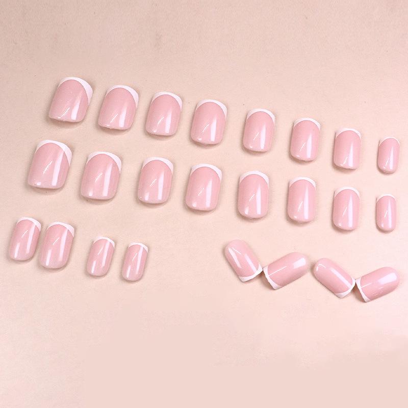 Pink Short Cute Simple False Nails - European & American Style