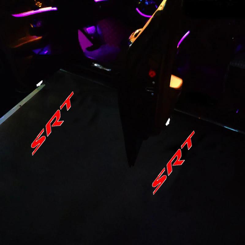 2PCS LED for Dodge SRT Magnum Charger Avenger Car Decoration Door Welcome Shadow Laser Lights Projector Courtesy Ghost Logo Lamp AA8