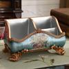 PGY Vintage Floral Resin Storage Box Ornament with Golden Accents Retro Remote Control Box Holder Desk Organizer Home Decoration