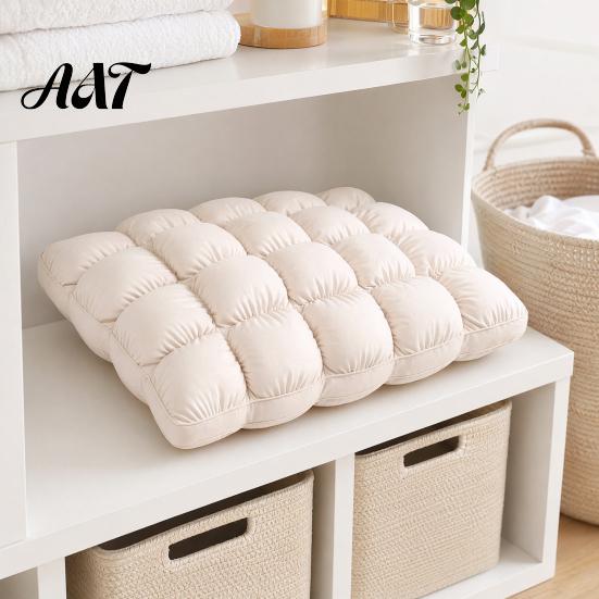 Ventilated Sleep Pillow Puff Cooling Pillow, Soft Breathable Quilted Sleeping Machine Comfortable Head Cushion Washable, Fluffy Cloud-like for