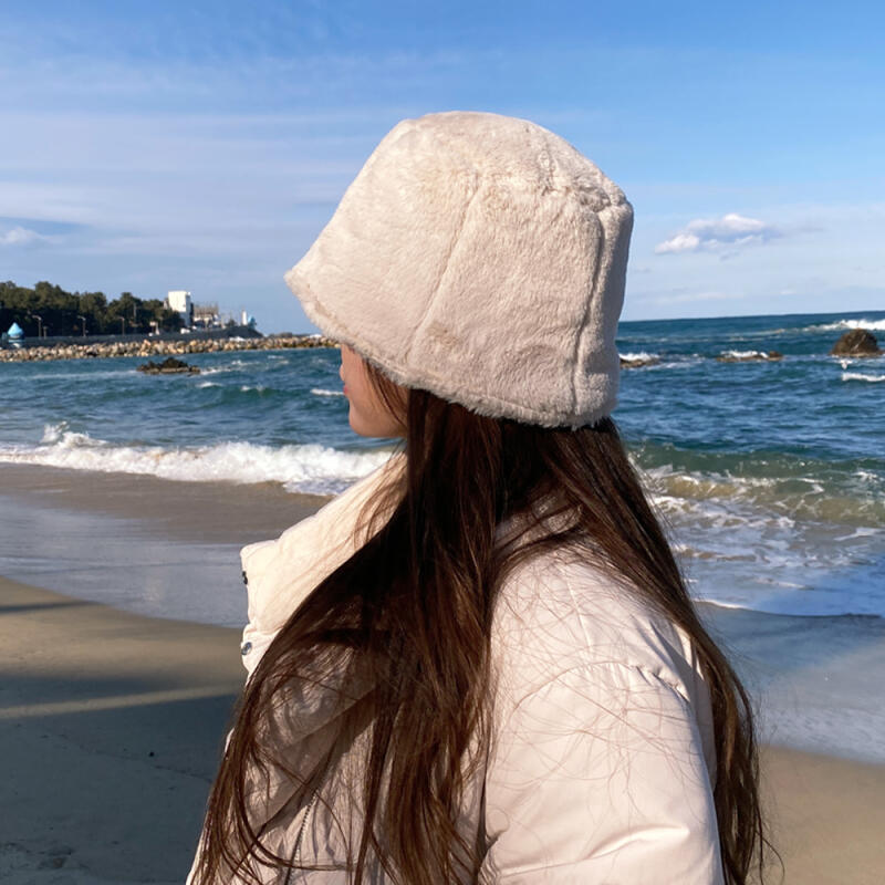 Фейковая короткая меховая шляпа-ведро Зимняя шляпа-ведро brown