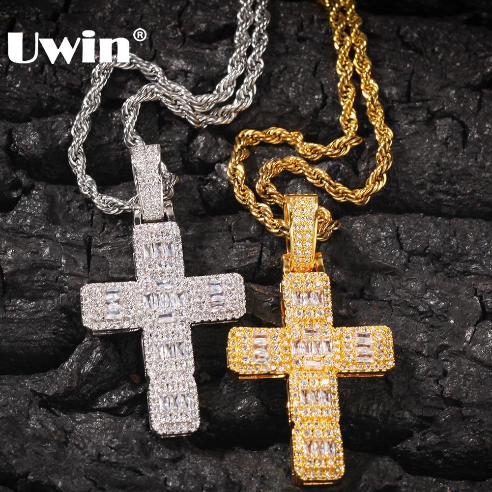 

Men Hiphop Cross Pendant Necklace Hiphop Style Iced AAA Cubic Zirconia Necklace Copper Jewelry