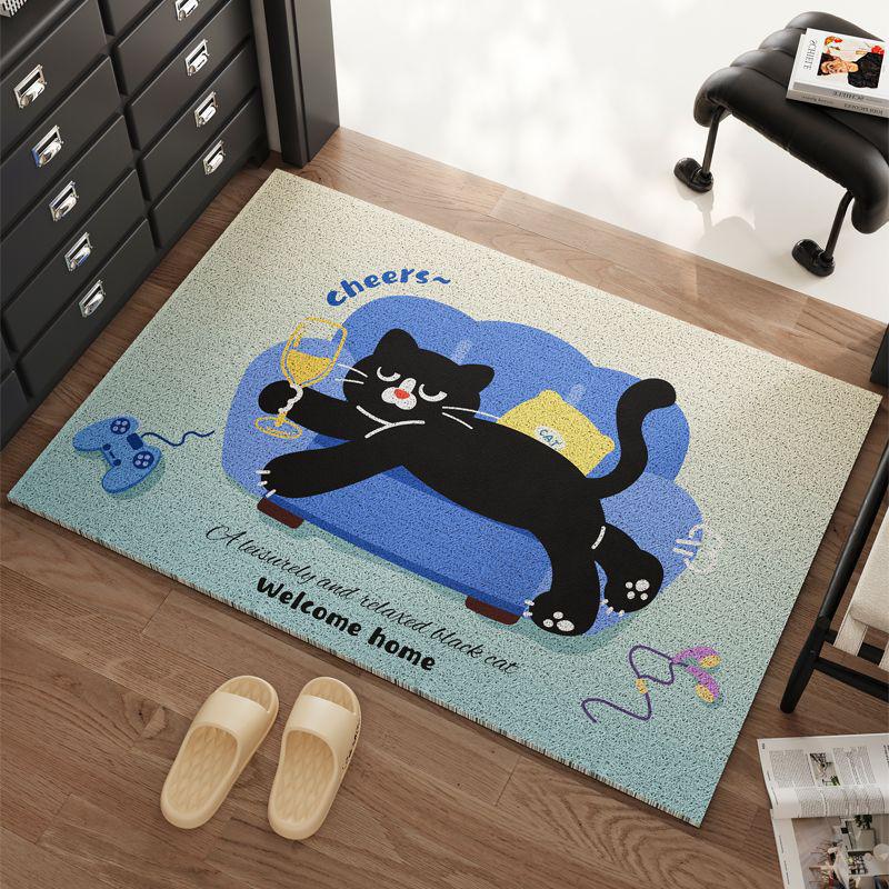 Adorable Cartoon Non-Slip Entrance Doormat, Customizable Silk Loop Carpet for Outdoor Use 50×80cm