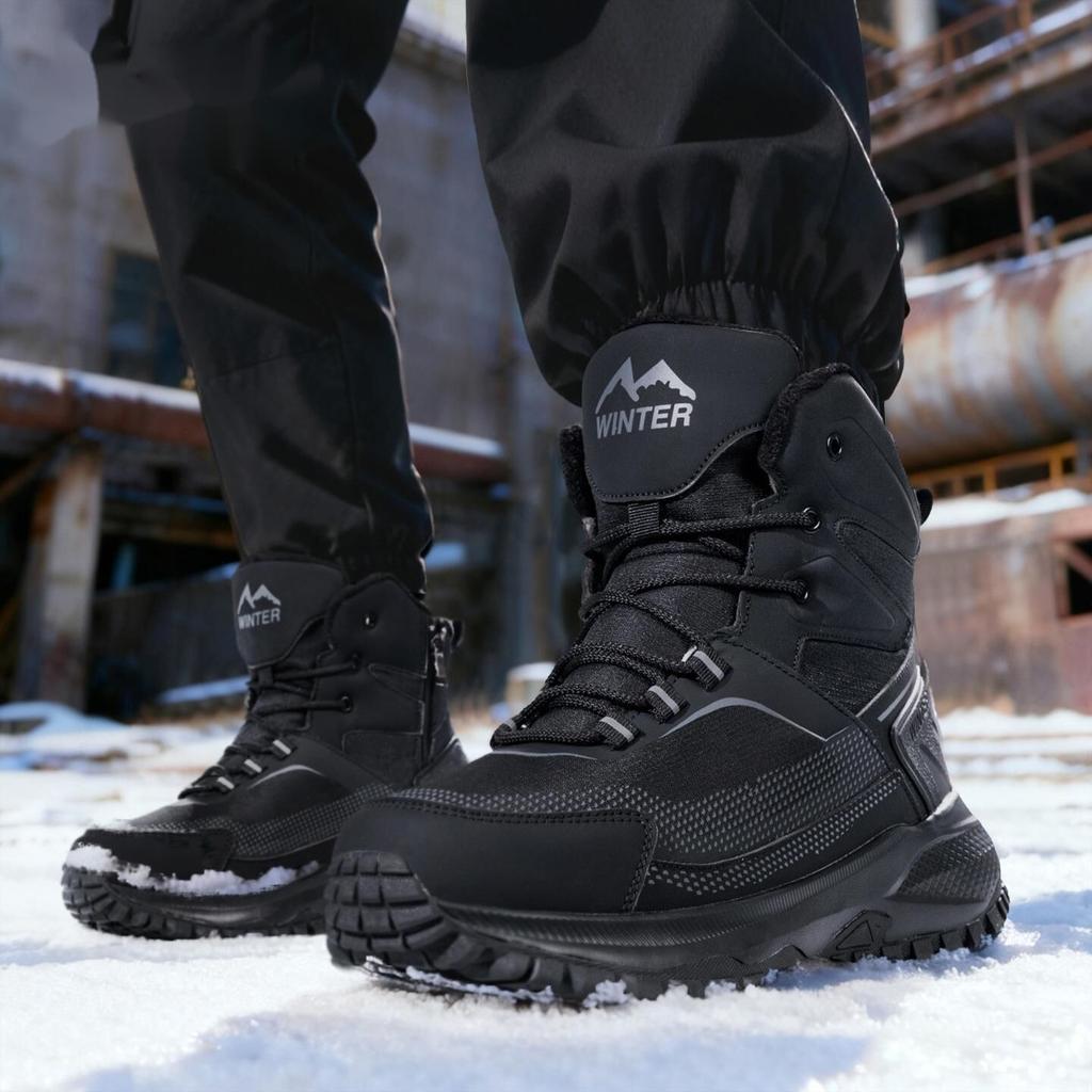 Men'S Winter Boots New Outdoor Snow Boots Men Thickened Warm Shoes Waterproof Non-Slip Hiking Travel Boots Man Big Size 46