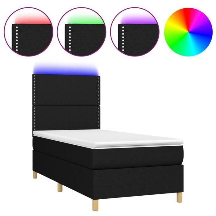 VidaXL Slatted Bed Base with Mattress and LED, Upholstered Bed, Single Bed, Adult Bed for Interior Bedroom, 3135327