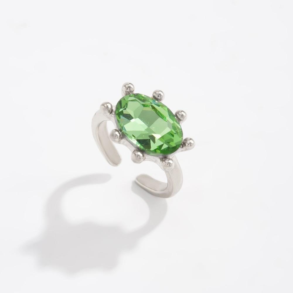 Shiny Oval Shape Rhinestone Ring Multicolor Finger Ring Gift Candy Color Statement Ring Wedding
