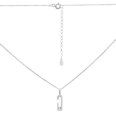 Silver Necklace with Cubic Zirconia, Item Weight 2.77 G (2209010)