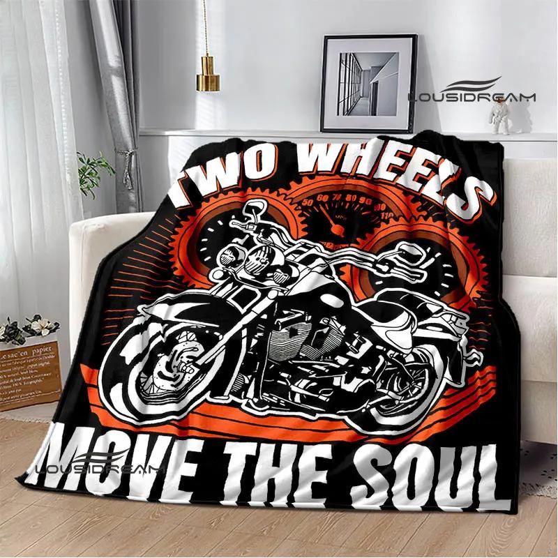 Motorcycle Retro Printing Blanket Flange Warm Soft and Comfortable Picnic Blanket Bed Linings Birthday Gift