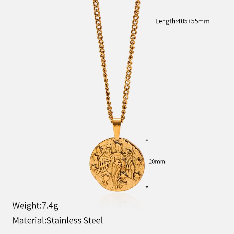 Square Fashion Pendant High Temperature Electroplated Fade Resistant Titanium Steel Necklace