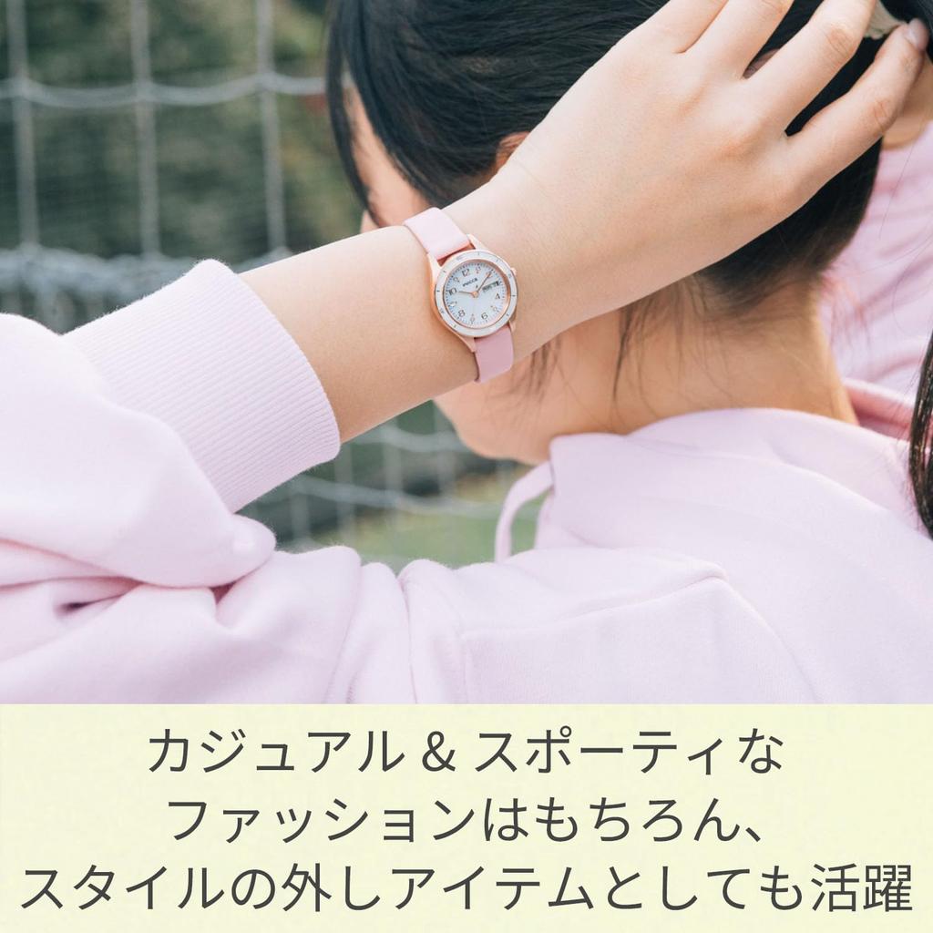 CITIZEN wicca ACTIVE LINE Sporty Solar Watch, Synthetic Leather Crystal Glass Date Day Model, Pink Gold, Women's
