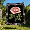 1pc Rose , Floral Outdoor Flannel Blanket Soft All Season Polyester Throw , Perfect for Picnics & Travel , Picnic Accessory