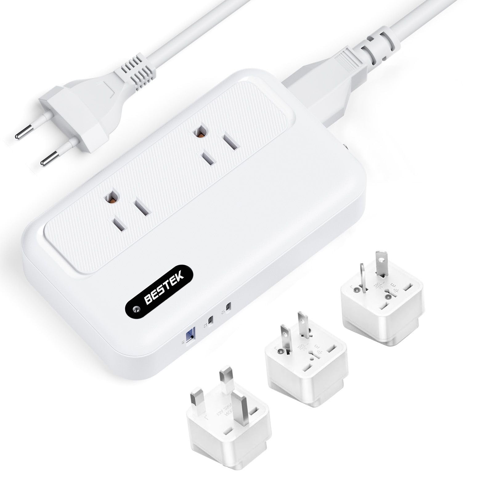 

BESTEK Transformer for International BF A O C Type Adapter with Extension Steps Down Voltage from 240V 230V 220V to Compatible with Japanese Home and білий