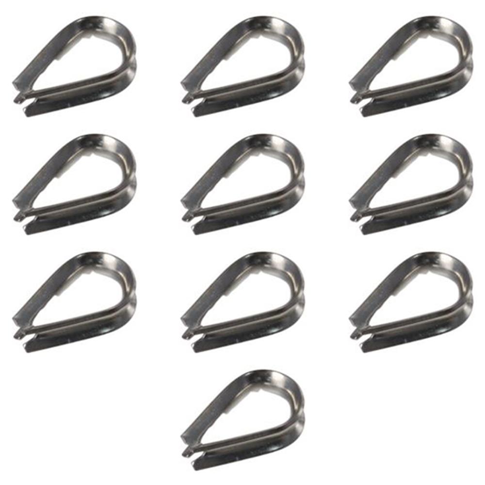 10pcs 1.5-12mm Wire Rope Thimbles Sliver 304 Stainless Steel Thimbles Ring Clamp U-Shaped Rope Thimble Rigging
