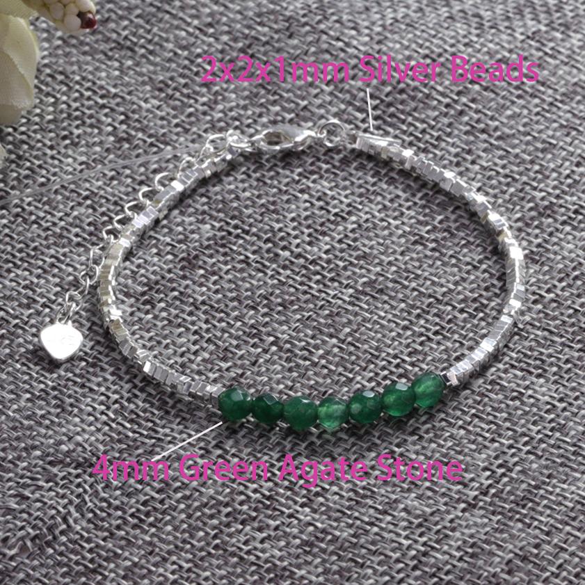 925 Silver Geometric Square Round Bead Bracelet For Women Personality Temperament Simple Hand Jewelry Party