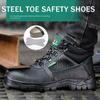 Construction Man Work Safety Boots Anti-stab Anti-smash Steel Toe Men Safety Shoes Rubber Work Shoes Male Ankle Boots Protective