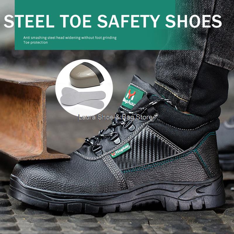Construction Man Work Safety Boots Anti-stab Anti-smash Steel Toe Men Safety Shoes Rubber Work Shoes Male Ankle Boots Protective