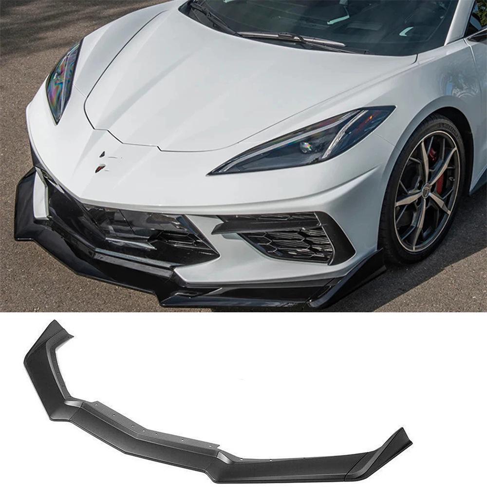 20-22 Chevrolet Corvette C8 Carbon Fiber Front Splitter Kit Dark Black