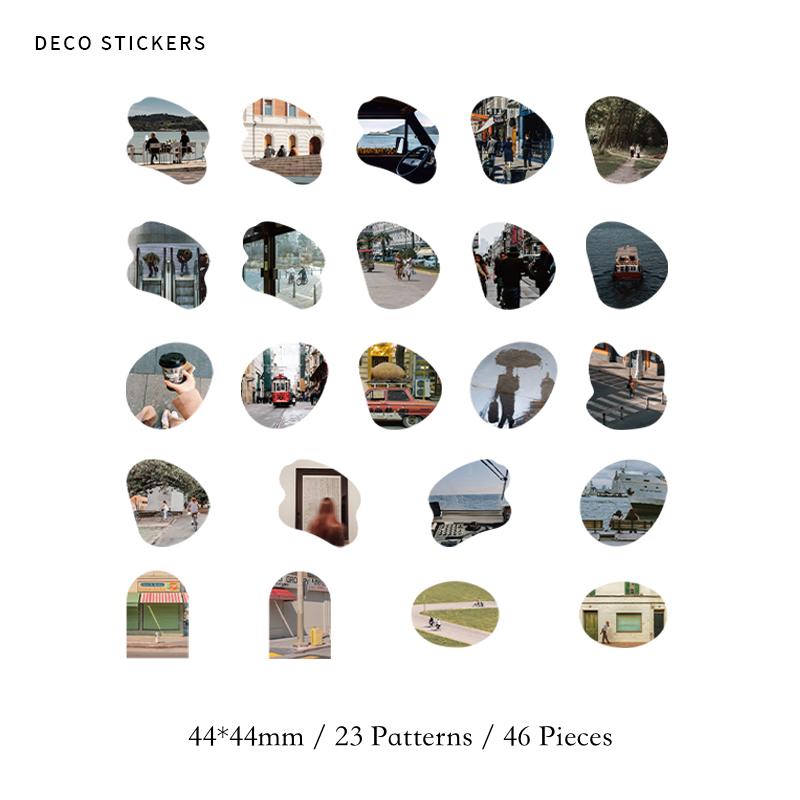Journamm 44-46pcs Vintage Stickers Cute Flower Sticky DIY Scrapbooking Decor Junk Journal Collage Photo Album Sticker Stationery