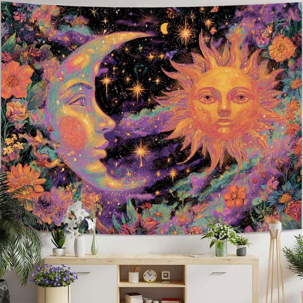 Retro Bohemian Dreamy Universe Digital Printing Polyester Wall Hanging Tapestry Decorative Living Room Bedrooms Background Gift