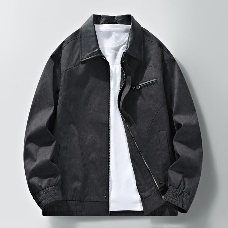 Autumn New Business Jacket Men's Contrasting Lapel Cotton Twill Dad Coat