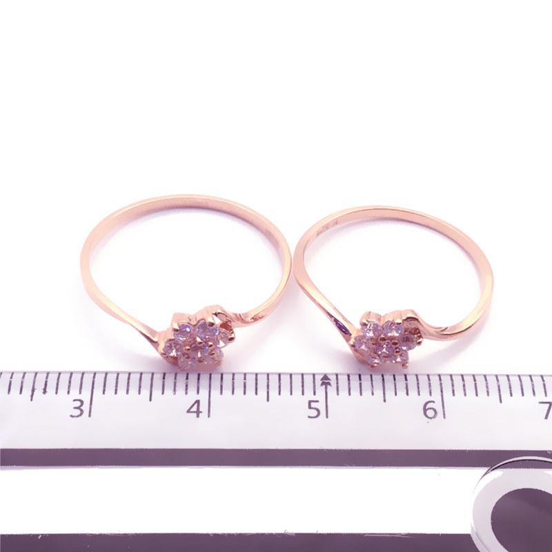 Color Gold Inlaid Zircon Petal Ring, Purple Gold Temperament Rose Gold Plated Open Ring.