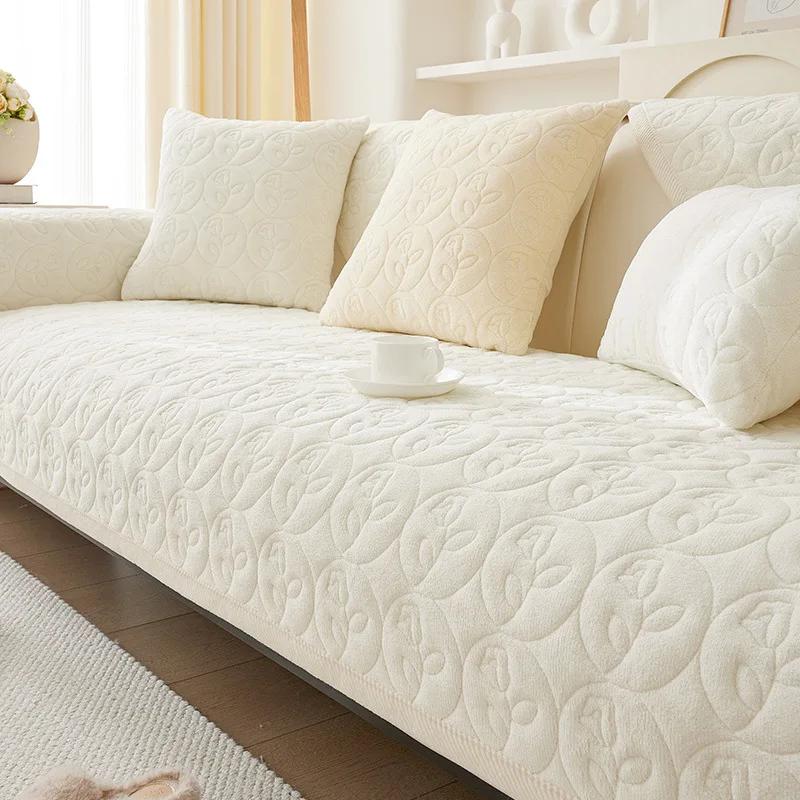 Velvet Plush Sofa Cushion Modern Minimalist Style High-end Non-slip Cushion Winter Cream Wind Thickened Sofa Cover Cover Cloth