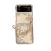 Diamond Pearl Flower Phone Case for Korea for Samsung Zflip 6 Flip Up Folding Screen Ins Wind Handheld Chain