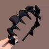 Retro Black Rhinestone Bow Non-Slip Wave Headband with Teeth