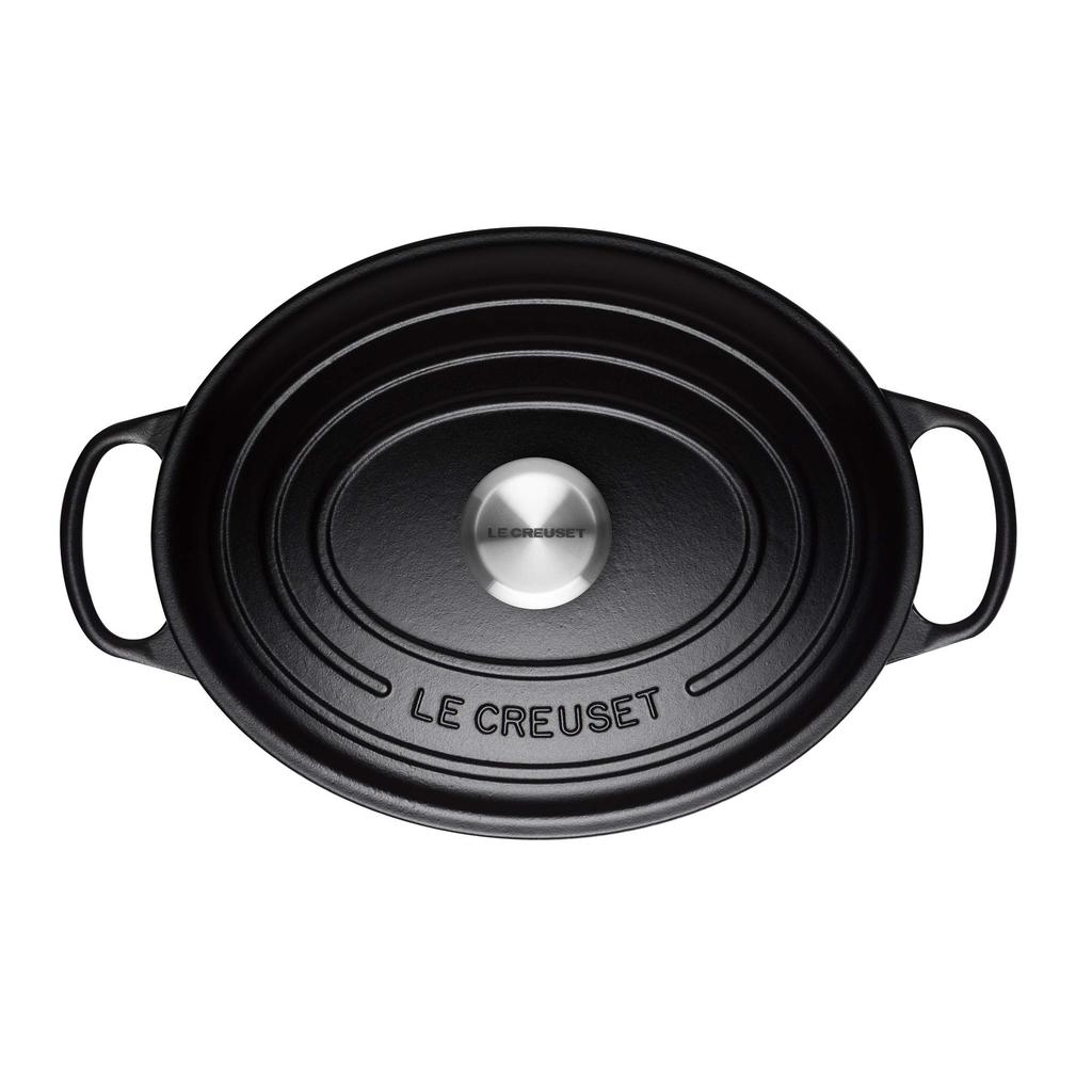 Le Creuset Signature Cocotte Oval 25cm Cast Iron Enamel Matte and Oven Compatible Japanese Pot, Black, Gas, Induction, [Official Product]