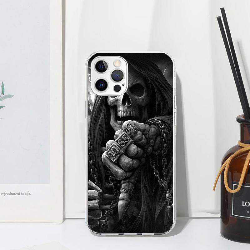 Grim Reaper Skull Skeleton Phone Case For Iphone 17 Air 16 15 Plus 16E 14 Pro Max 13 Mini 12 11 7 8 SE Fundas Soft Back Cover 17