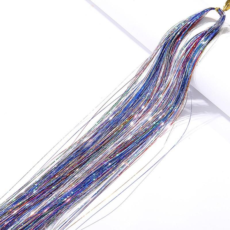 47 Inches Hair Extension Tinsel Kit With Tool 12 Mixed Colors 2400 Strands Hair Extension Tinsel Kit Glitter Hair Extensions For