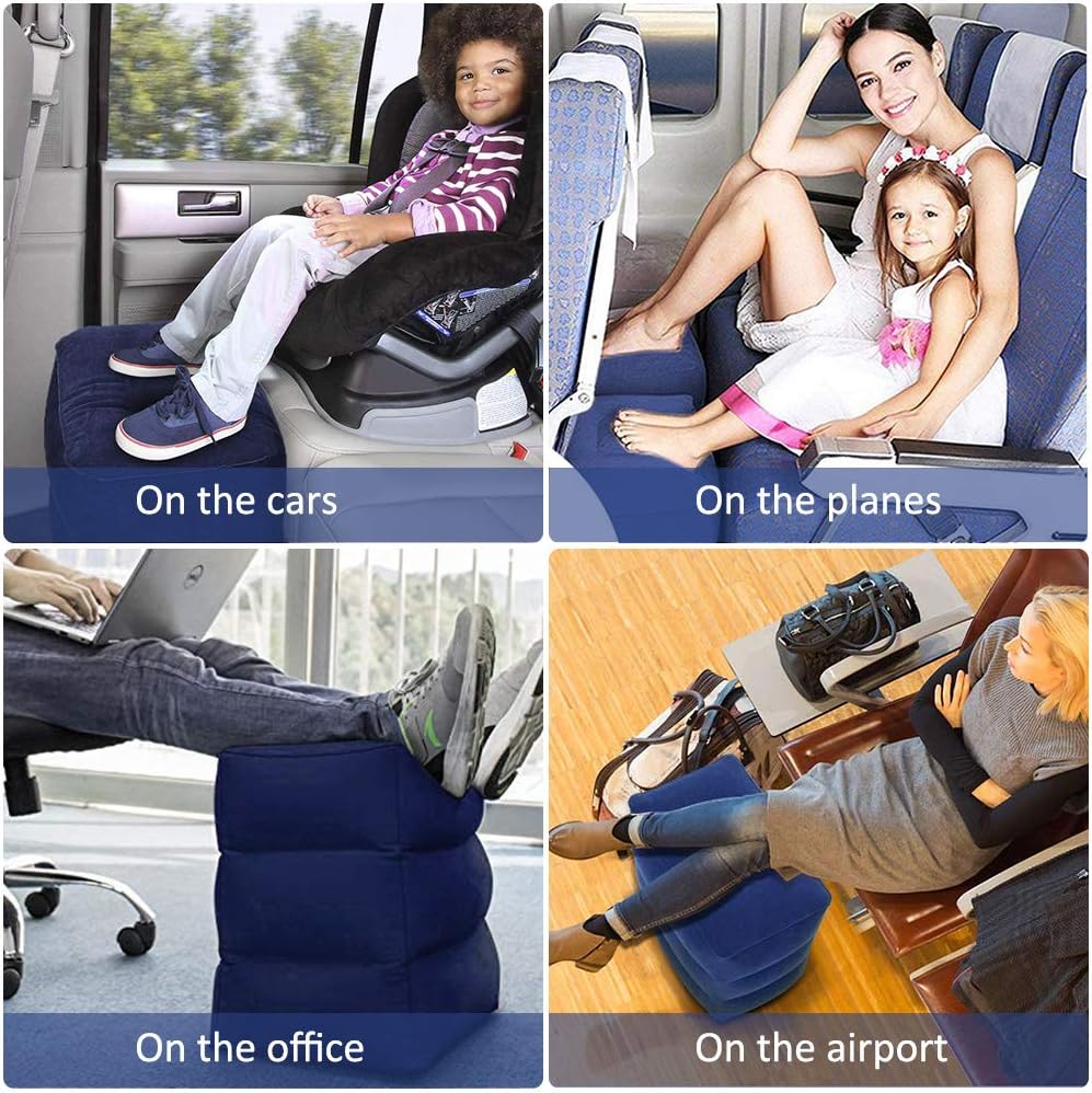 Inflatable Travel Footrest Pillow Multifunctional Adjustable Height Travel Pillow For Kids Sleeping And Leg Rest 