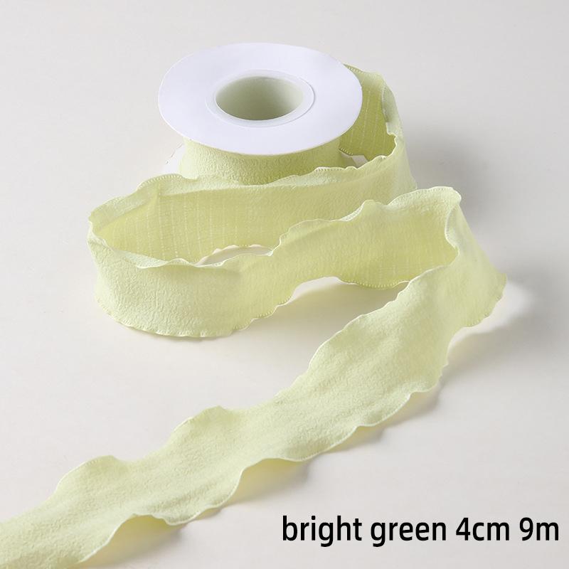 25/40mm 10Yards Candy Color Ribbon Wavy Edge Fishtail Yarn Ribbon for Gift Wrapping DIY Bow Bouquet Cream Style Wrinkled Ribbons
