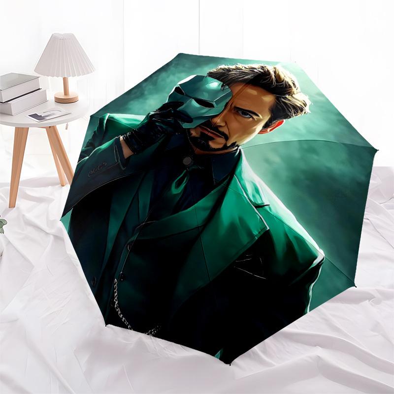 1pc Iron Man Mask Automatic Folding Umbrella, Durable Plastic & Iron, Lightweight for Outdoor Daily Use  003